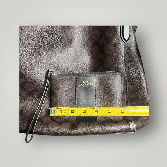 Coach Hallie Shoulder Bag In Signature Canvas Brown / Black F80298 & Wallet - Picture 16 of 16